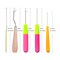 5 Pcs Hair Crochet Hook Bent Latch Hook Crochet Needle Set Tool Knitting Ventilating Needles for Hair Extension 1 Wooden Bent Latch Hook and 4 Size Plastic Latch Hook